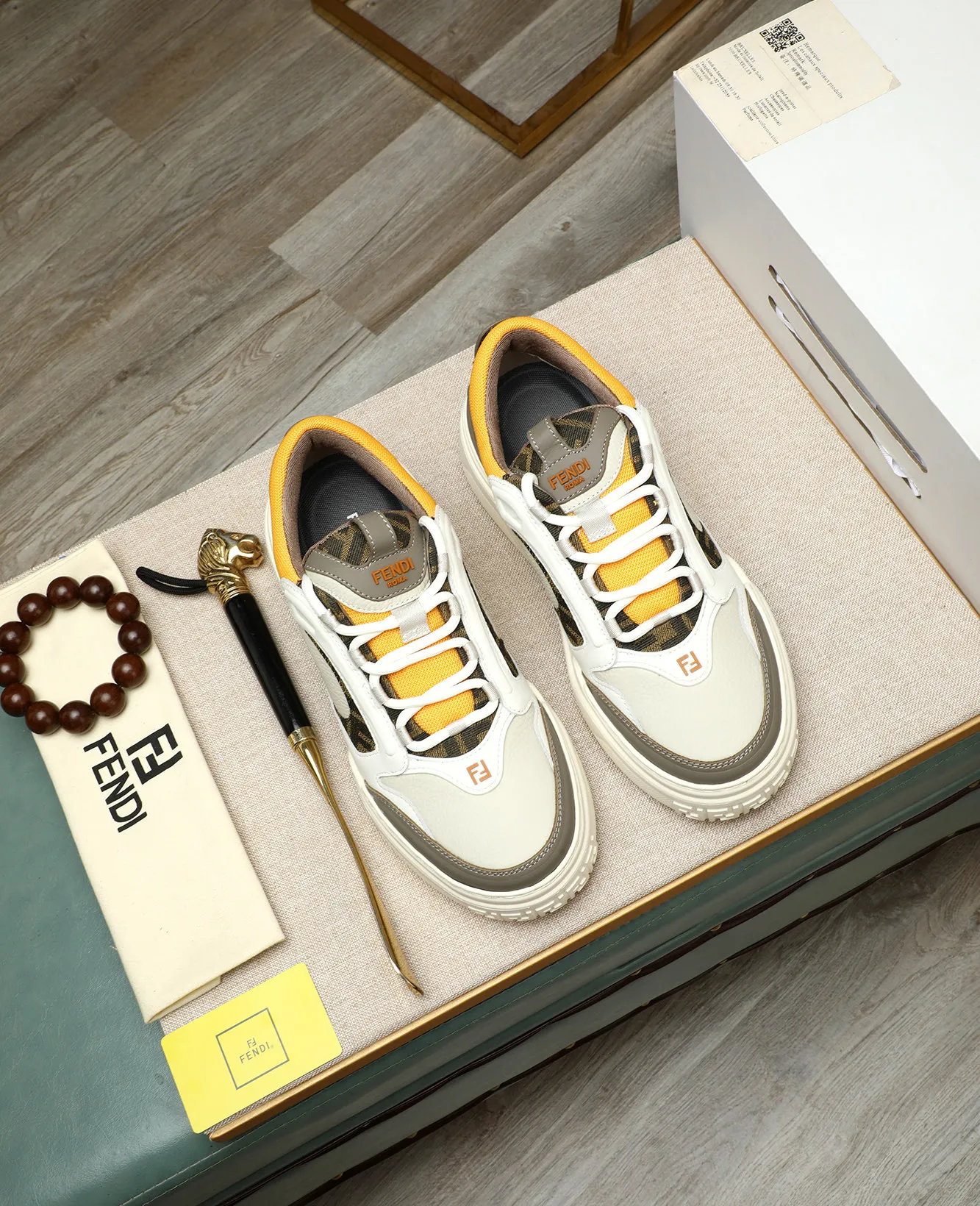 Men's shoes 💰760 [FENDI] Fendi - High-end quality original casual sports shoes - Upper: Nappa calfskin, pebbled calfskin, tongue and heel; injection molded brand logo plastic module - Lining: brand canvas - Outsole: ultra-light TPR foam·rubber; molded outsole -Super high quality control·Fine workmanship: highlighted (high-end·luxury·grade) -Size :39-44 (38, 45, can be customized)